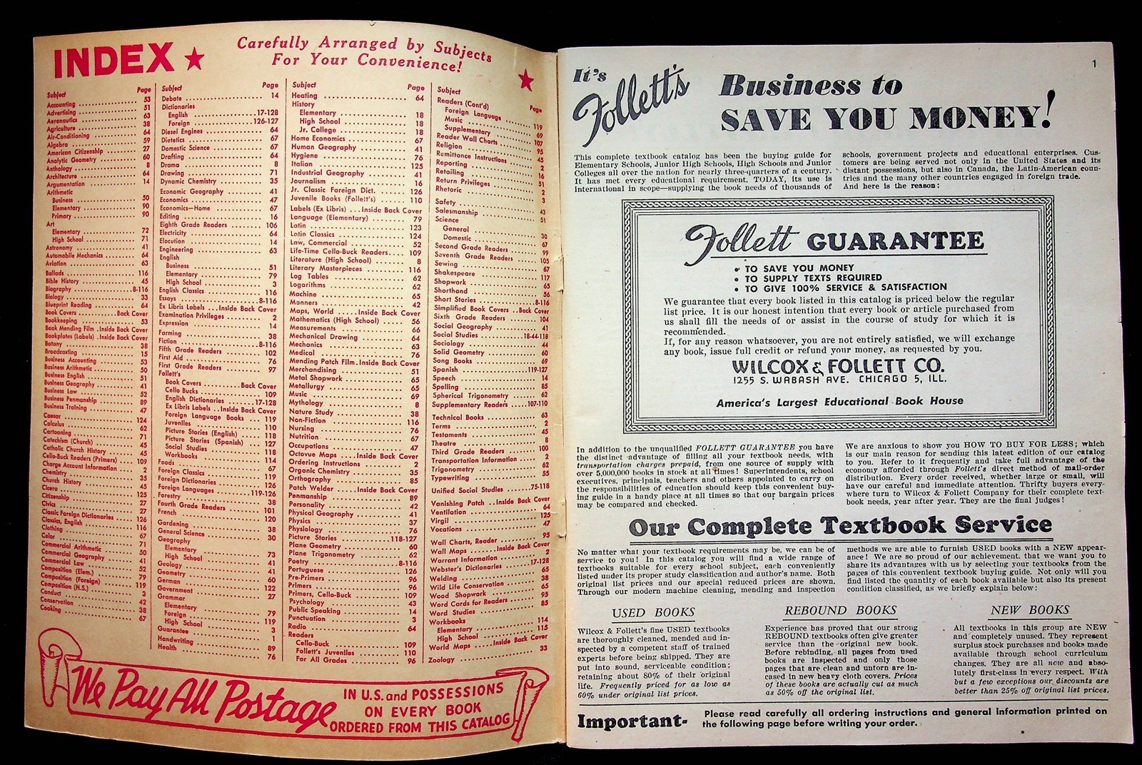 Follett’s Textbook Guide Book Catalog 1947-1948 Elementary To High School