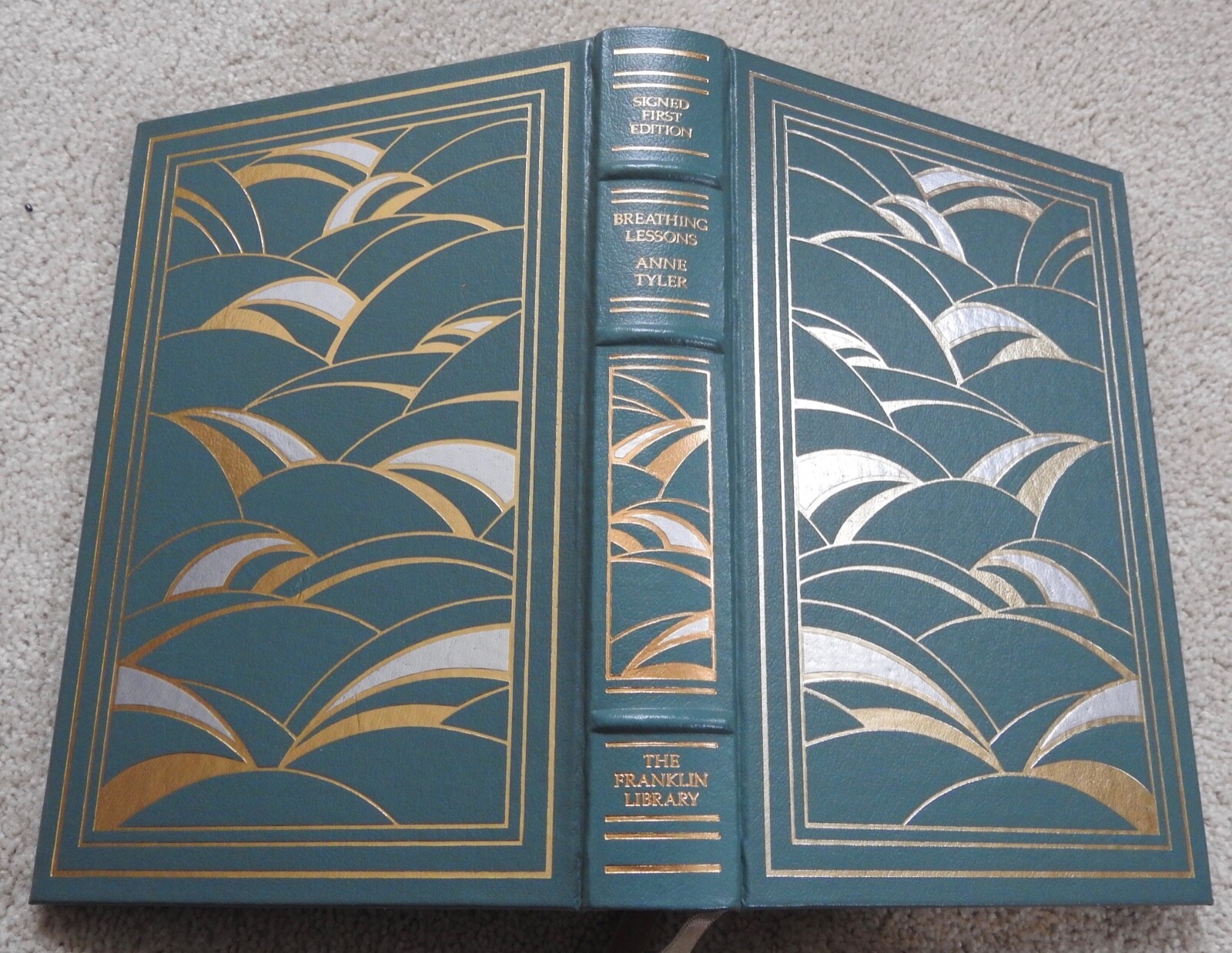 Franklin SIGNED FIRST EDITION Breathing Lessons ANNE TYLER leather bound