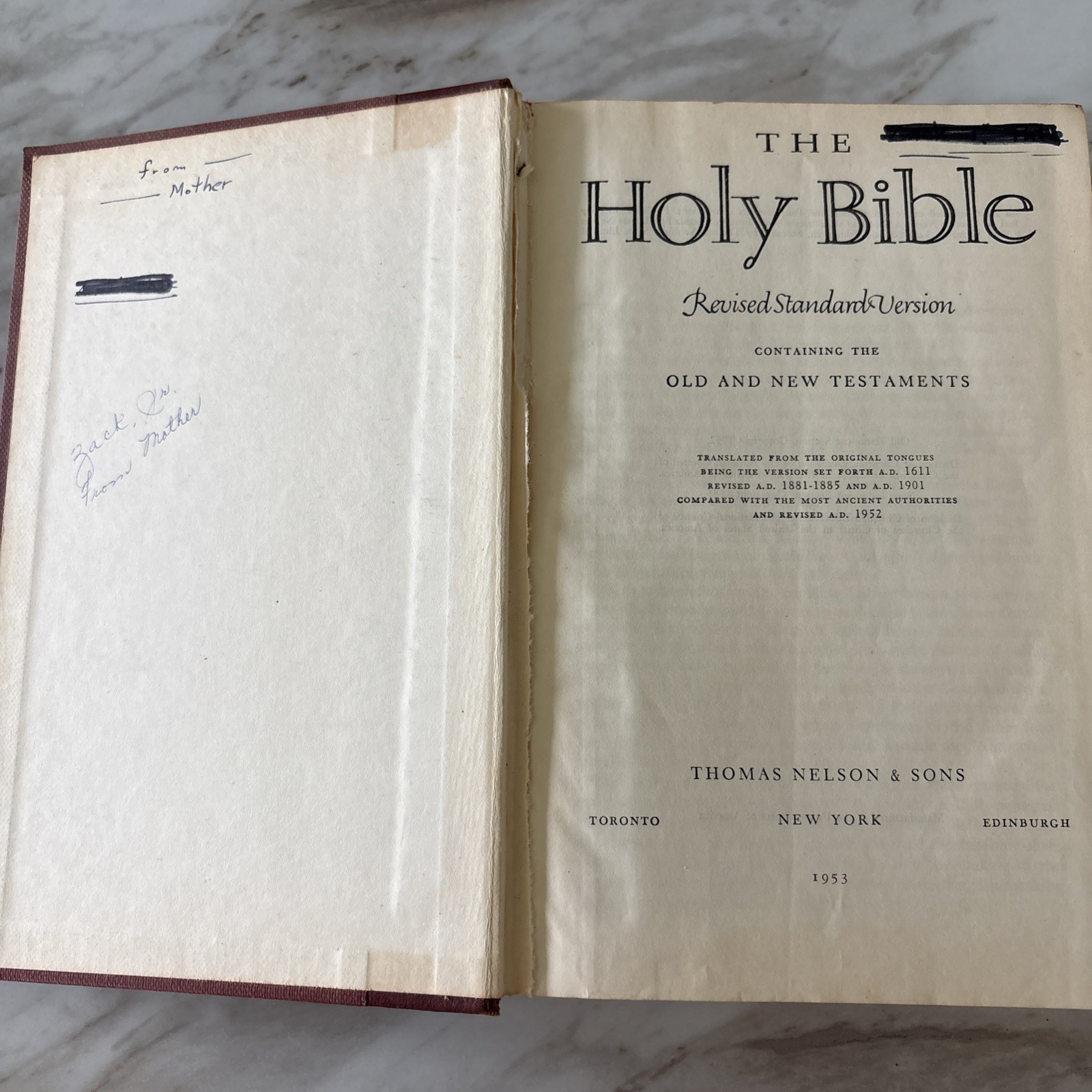 Holy Bible Hardcover Revised Standard Version 1953 Vintage