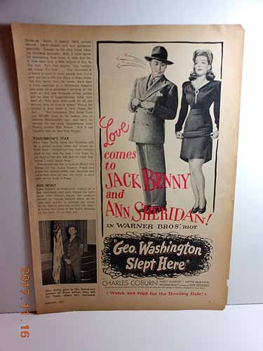 Advertisement for GEO. WASHINGTON SLEPT HERE „Love Comes to Jack Benny and Ann