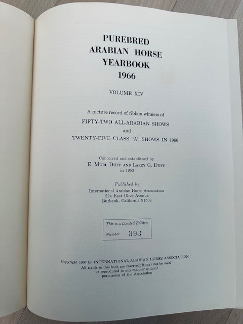 Arabian Horse Yearbook 1966 IAHA Vol XIV Arabian Horse Books / Memorabilia