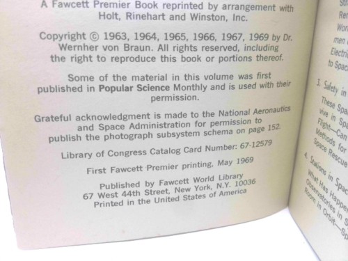 Space Frontier (1st THUS) by Wernher von Braun