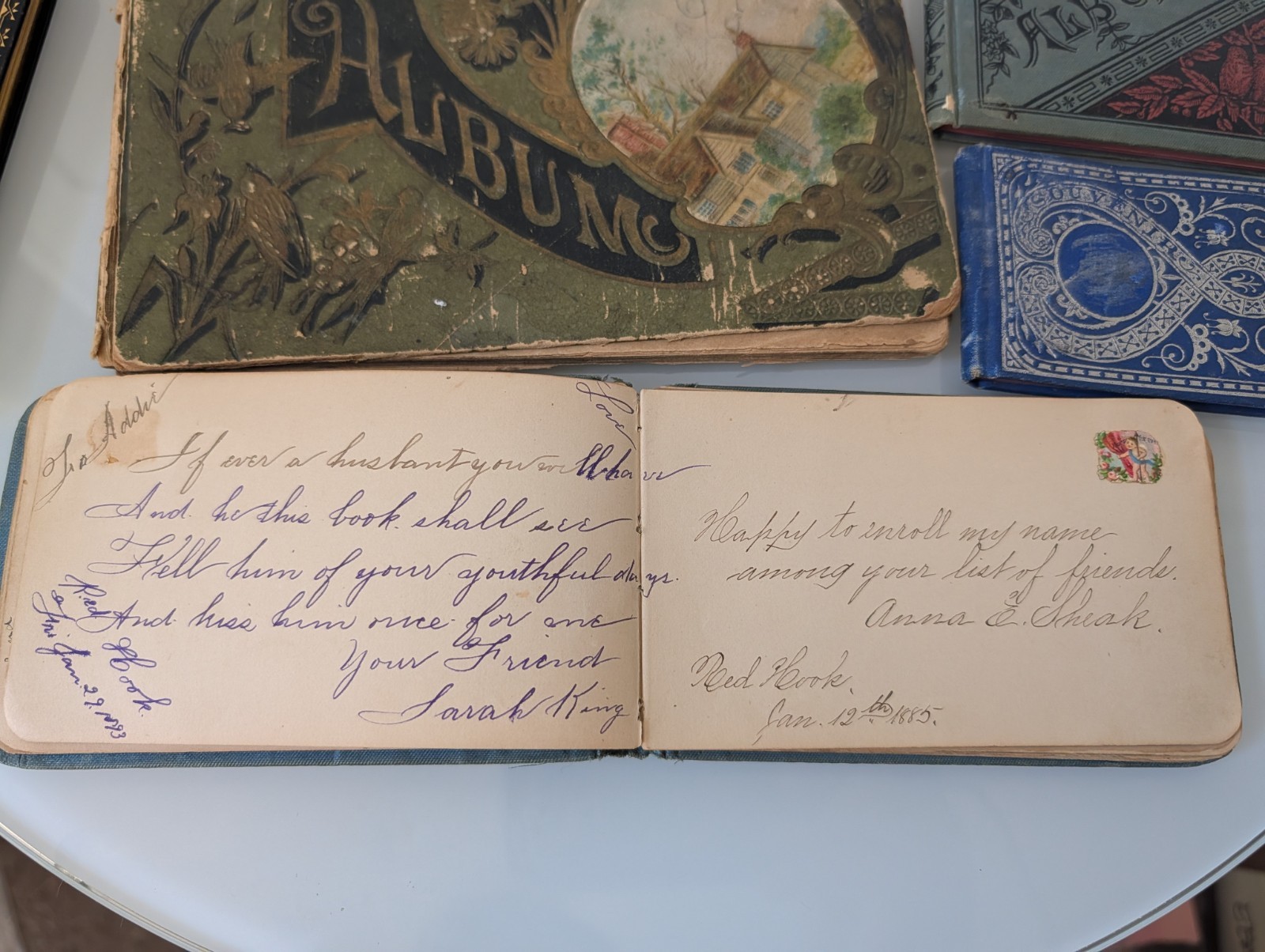 Vintage 1800’s Red Velvet Autograph Book Antique Signature Book Lot