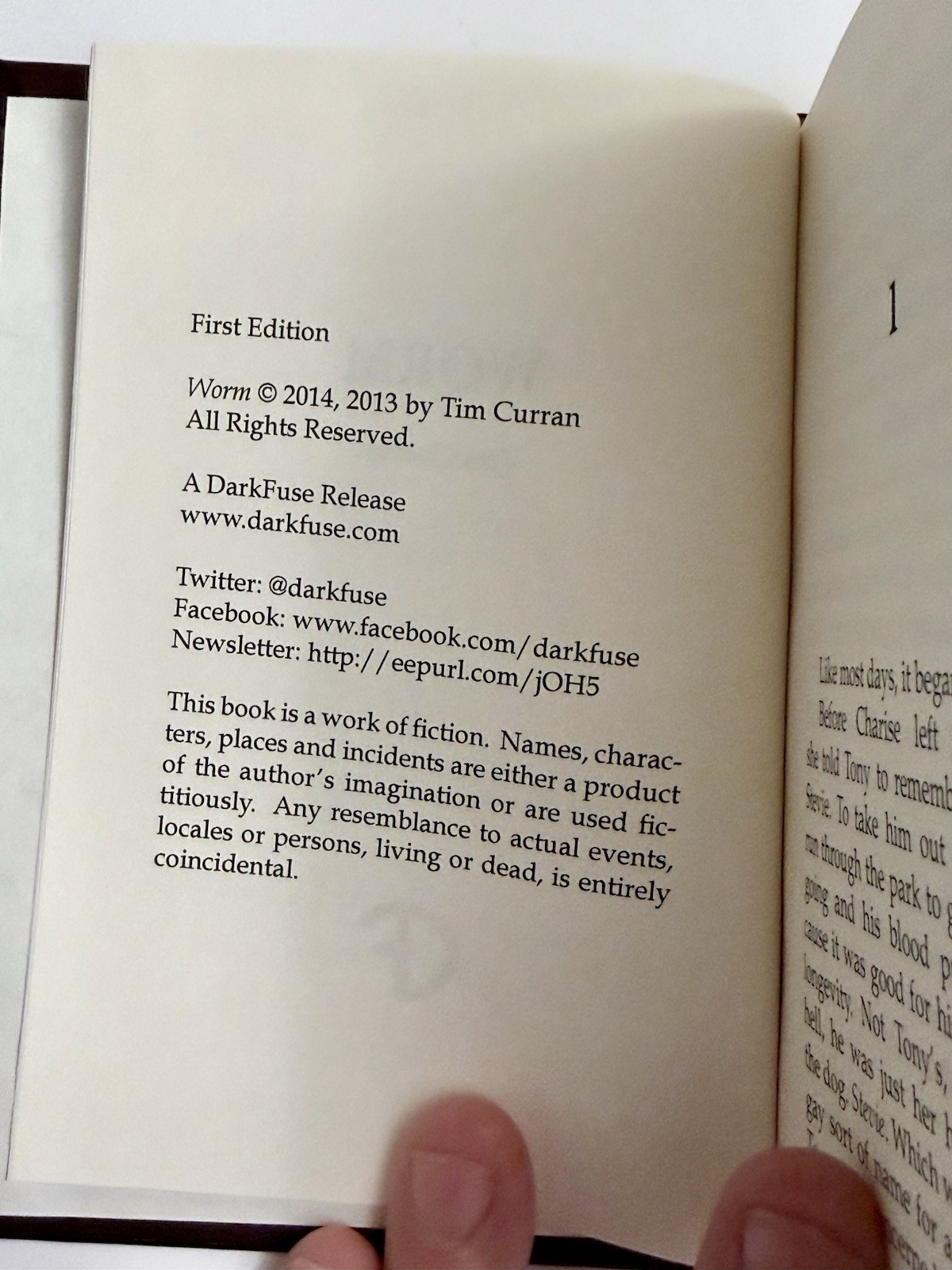 Worm Tim Curran Signed Limited 1st Edition HC 2014 DarkFuse (DarkFuse Release)