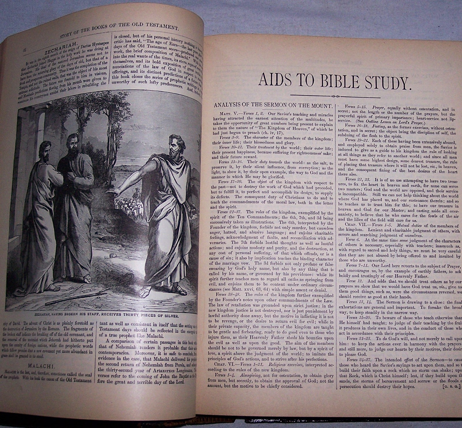 1896 Antique Clasp Family Bible Apocrypha Concordance Dictionary Psalms #30