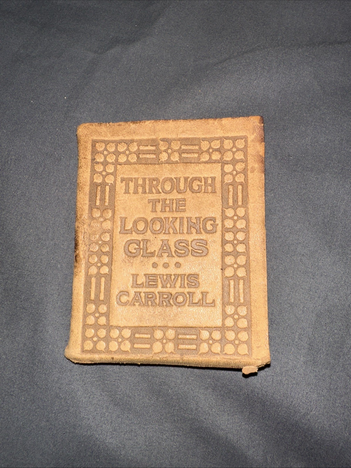 Antique Little Leather Library THROUGH THE LOOKING GLASS by L. CARROLL Miniature