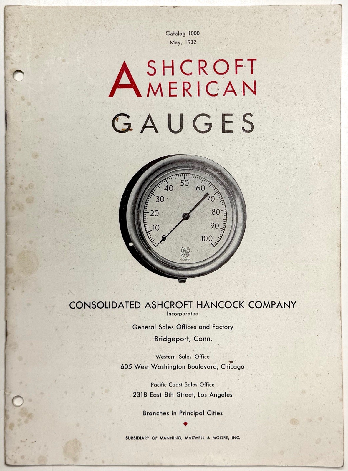 1932 ASHCROFT AMERICAN GAUGES CATALOG 1000 BRIDGEPORT CT PRESSURE GAUGE BOOKLET