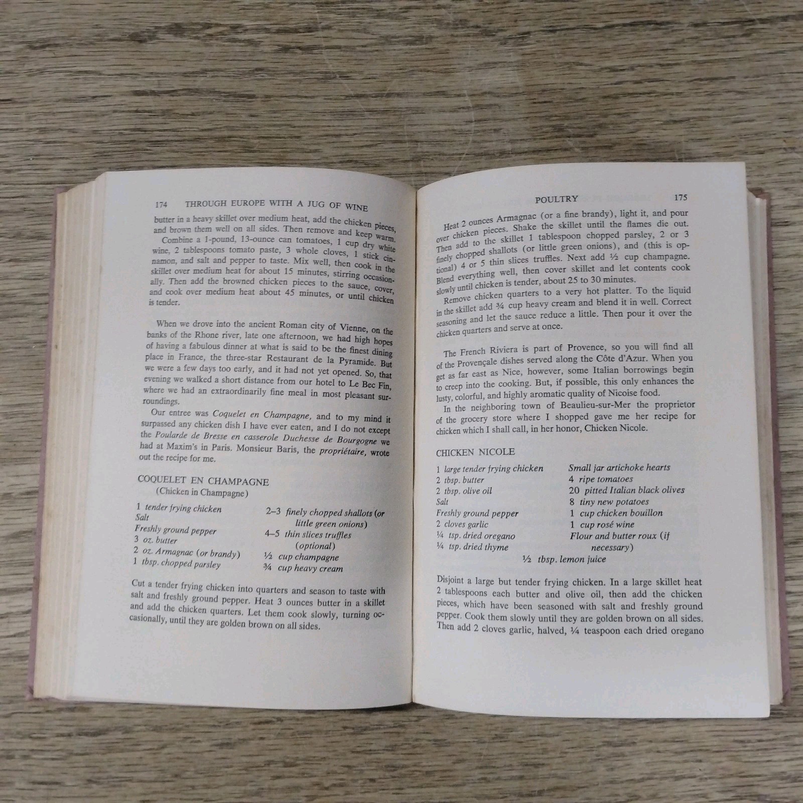 Through Europe with a Jug of Wine 1961 HC Vintage Cookbook Travel Wine Wood