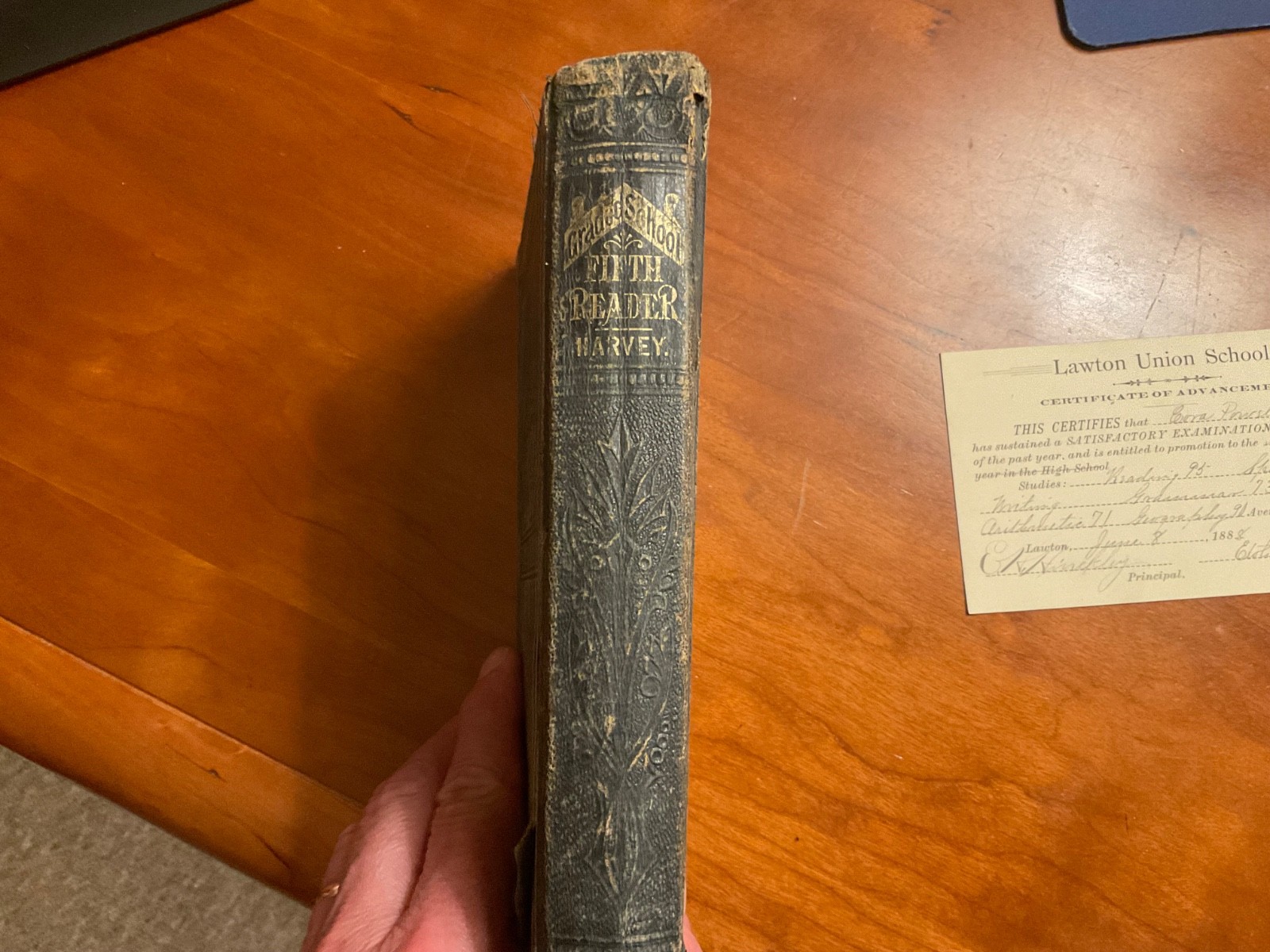 1875 THE GRADED SCHOOL FIFTH READER – T W HARVEY Lawton, Michigan w/1888 Cert!