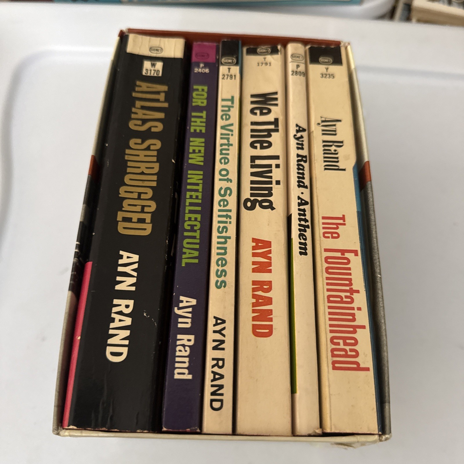 Vintage Ayn Rand 1960′-70’s Six 6 book box set Signet book Atlas Fountainhead