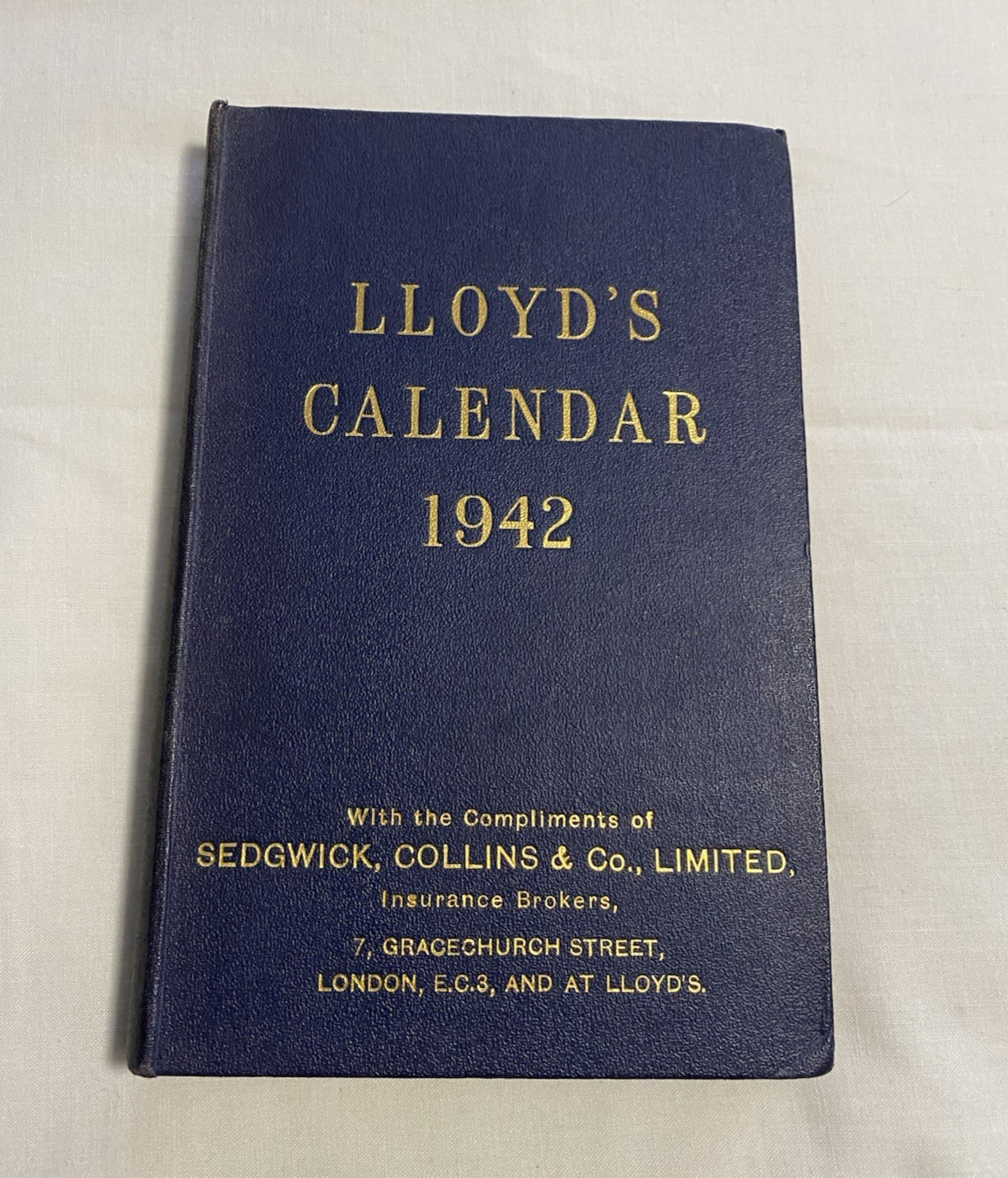 Antique Original 1942 Lloyd’s Calendar Hardback Book with Advertising