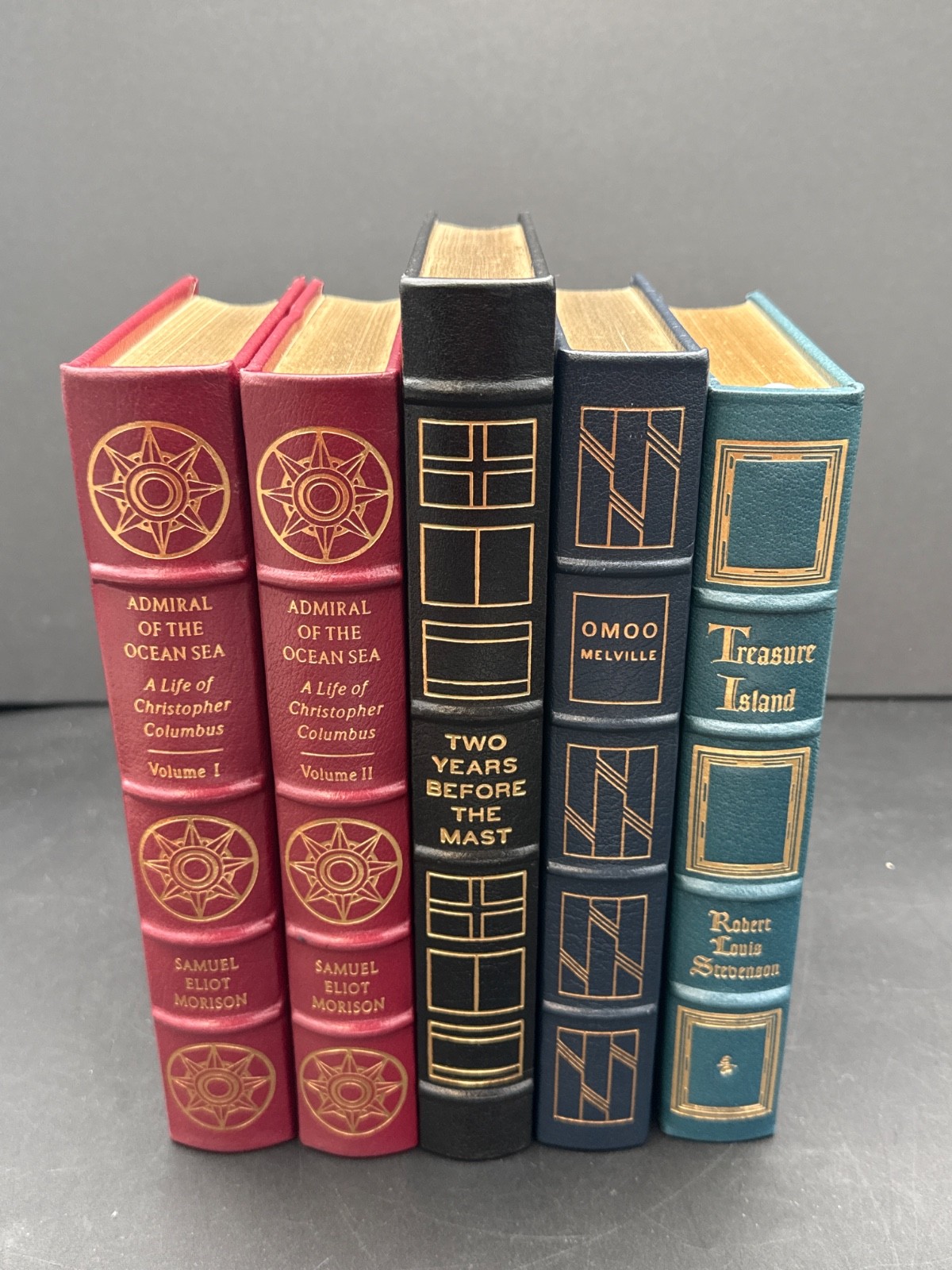 Lot of 5 Nautical EASTON PRESS Melville; Robert Louis Stevenson * Columbus 2 Vol