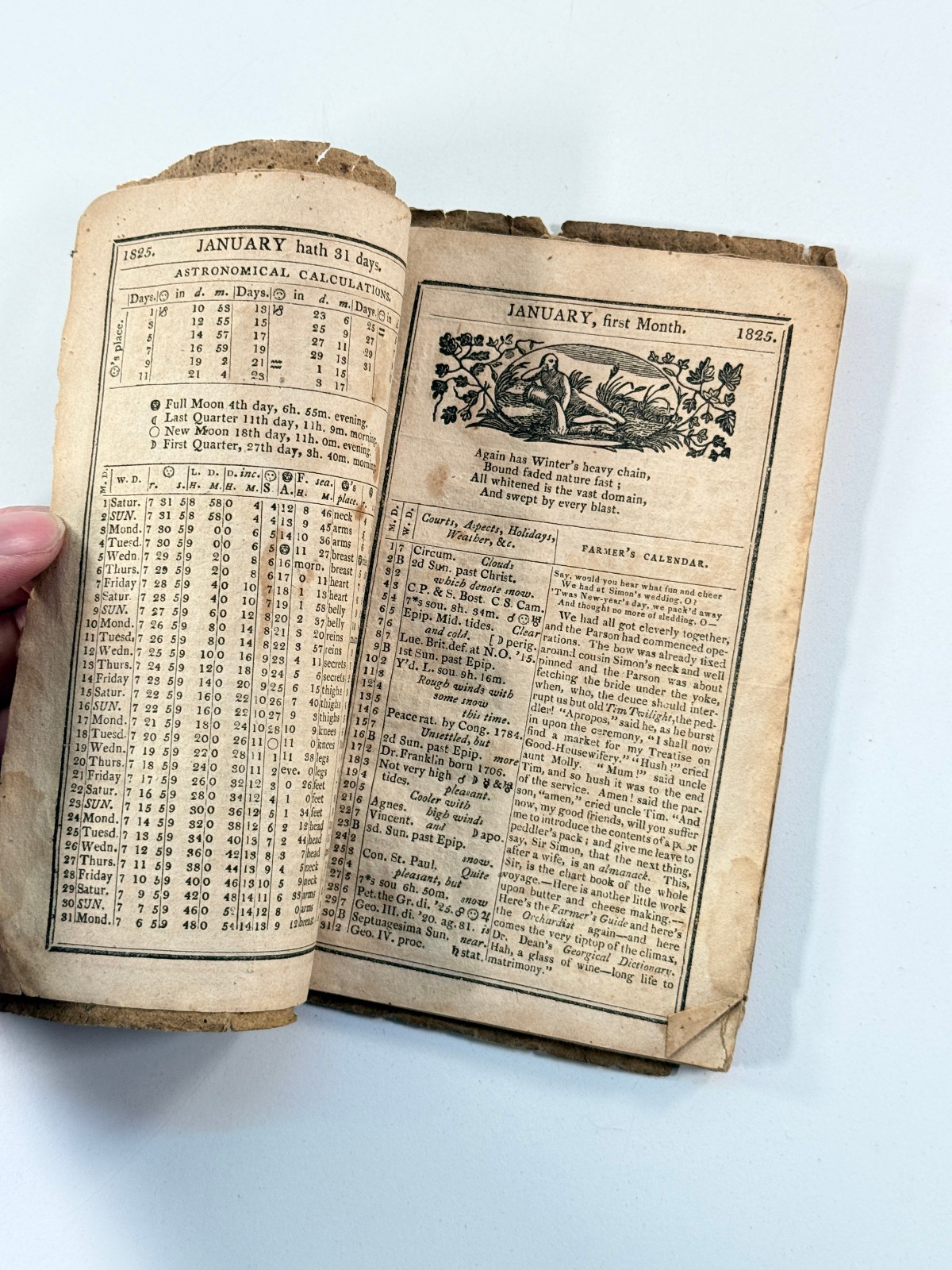 c.1825 Robert Thomas Farmer’s Almanac book BOSTON Richardson Lord Frost