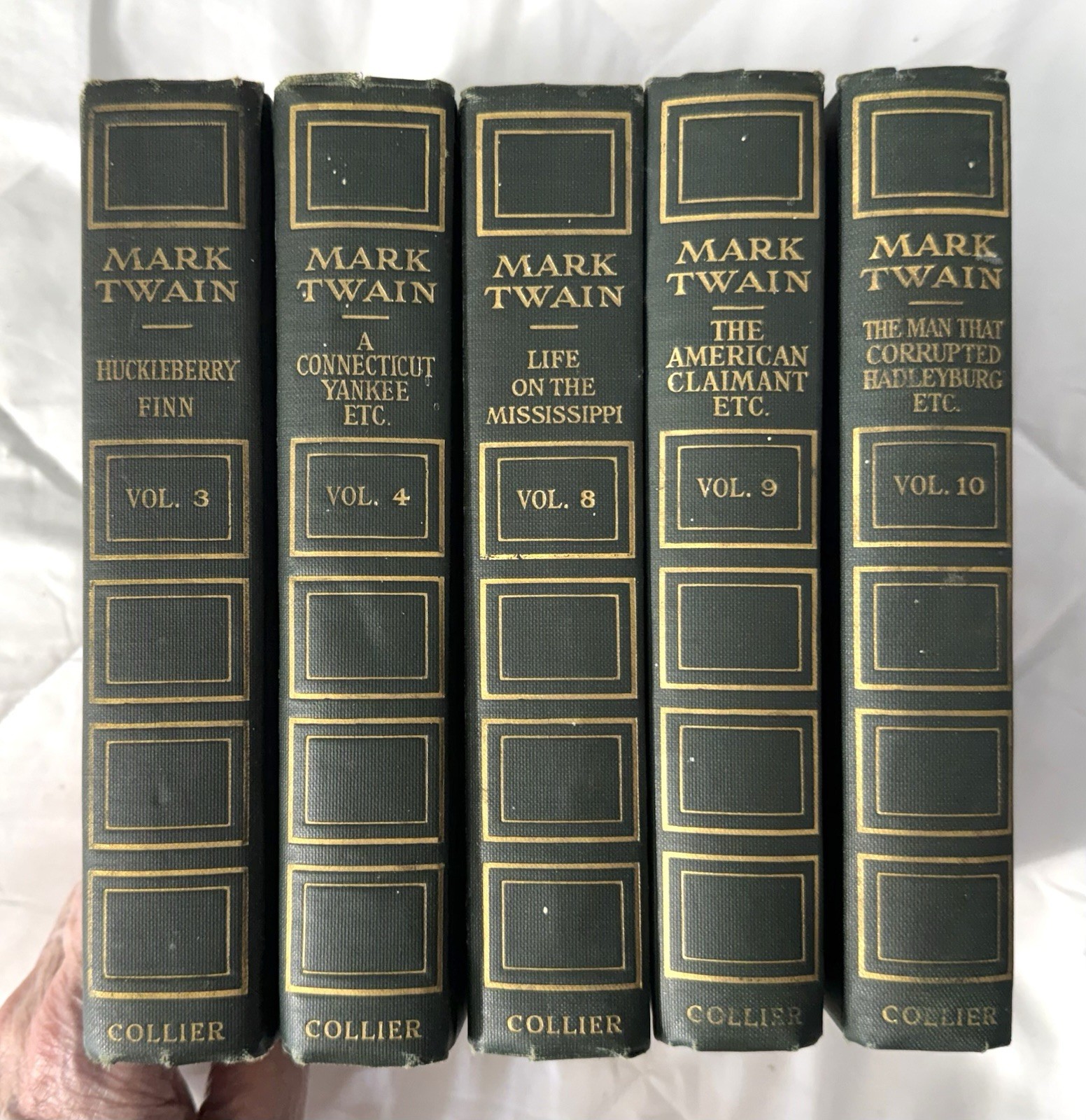 1917 Mark Twain 5 Volumes P.F. Collier & Son Author’s National Edition Huck Finn