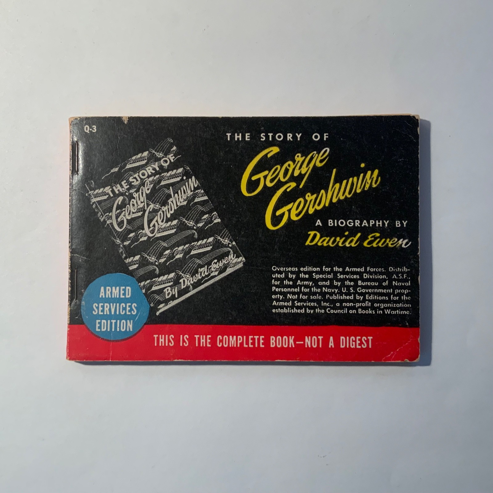 George Gershwin by David Ewen 1945 Armed Services Edition Q-3 / Very Good+