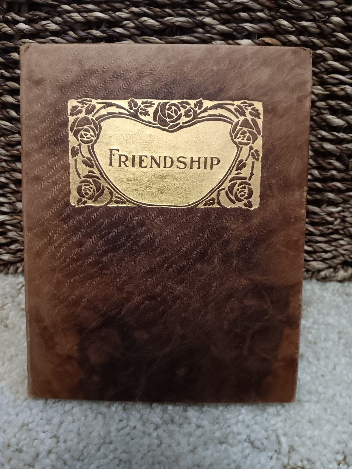 Antique Ralph Waldo Emerson Suede Cover Friendship Book