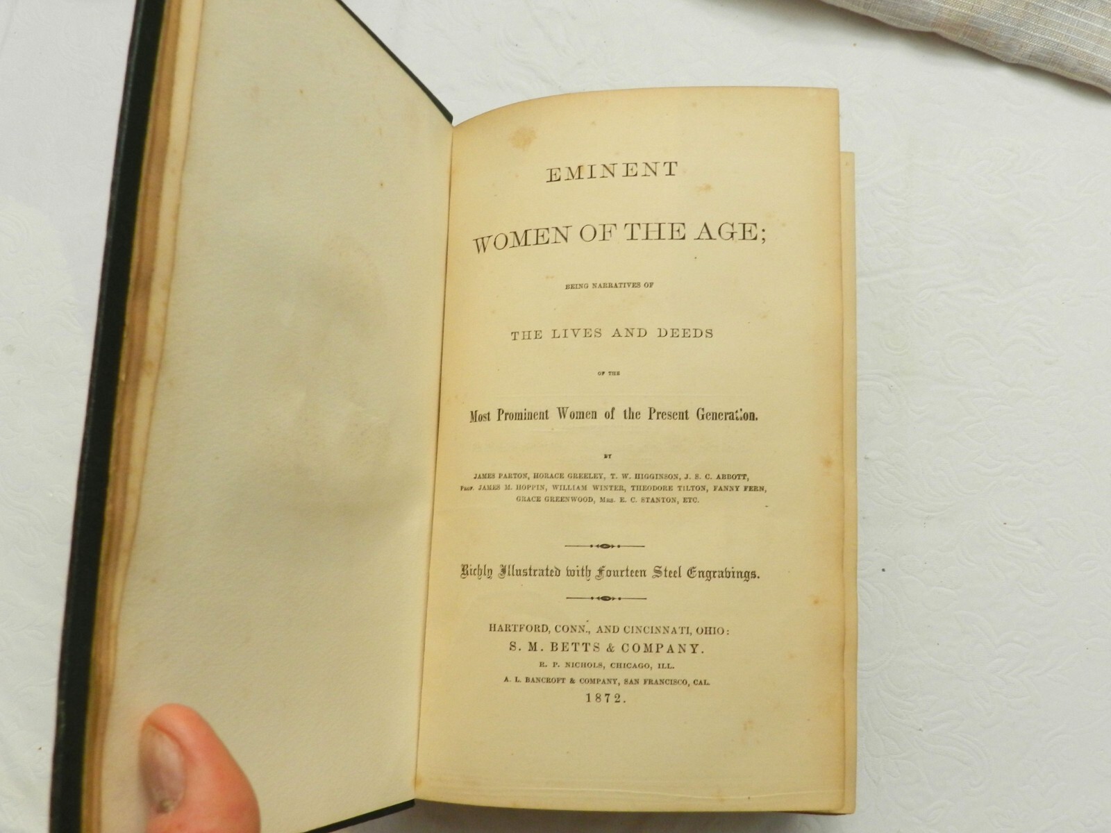 1872, Eminent Women of the Age, Various Authors, HB w/14 ENGRAVINGS, GOOD