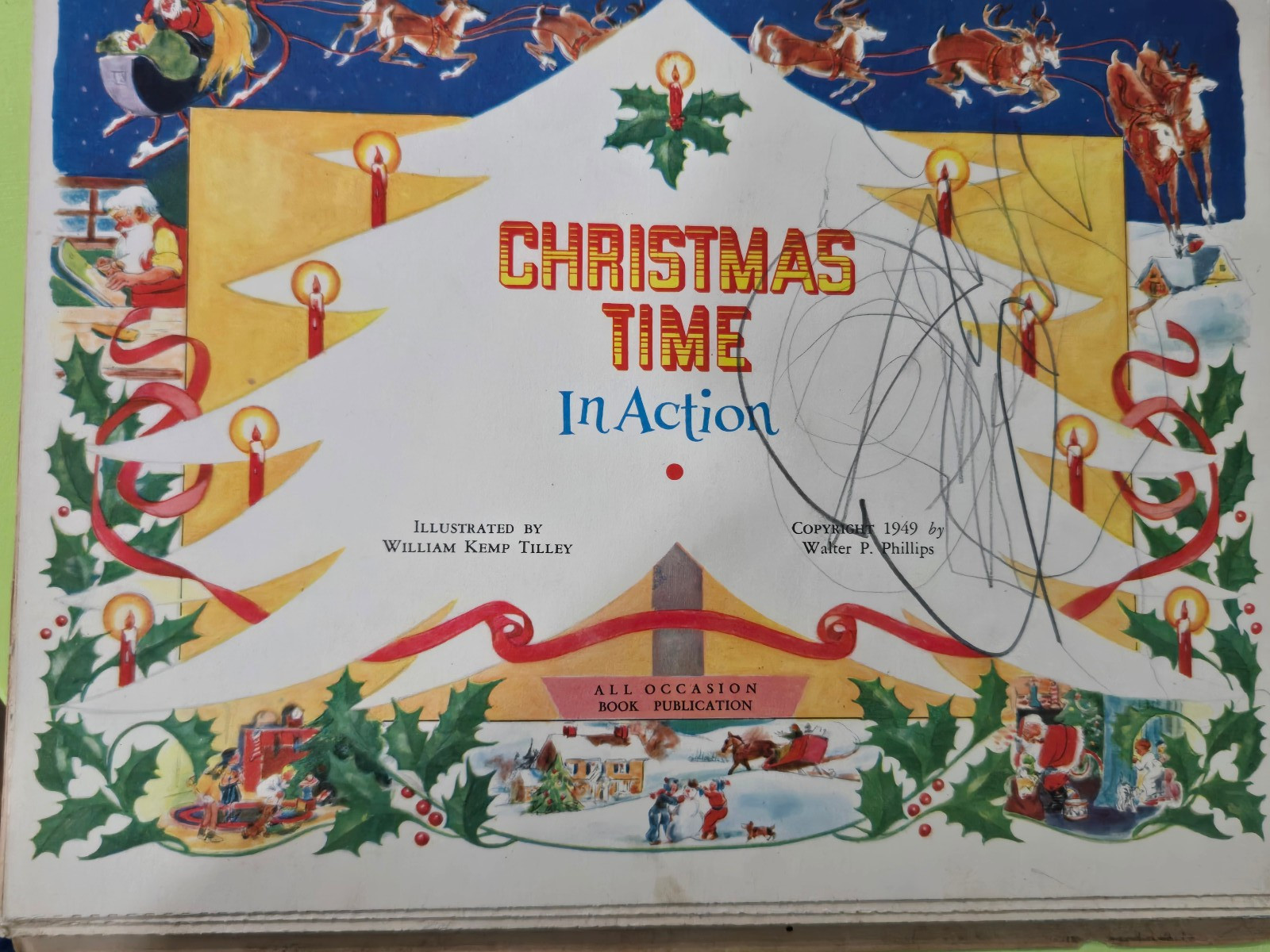 Vintage Christmas Time in Action Pop Up Book 1949
