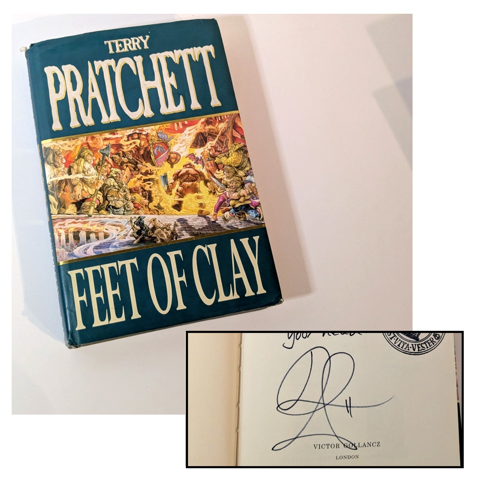 Terry Pratchett 1st Edition, 1st Print SIGNED, Feet of Clay Discworld Book 19 HB