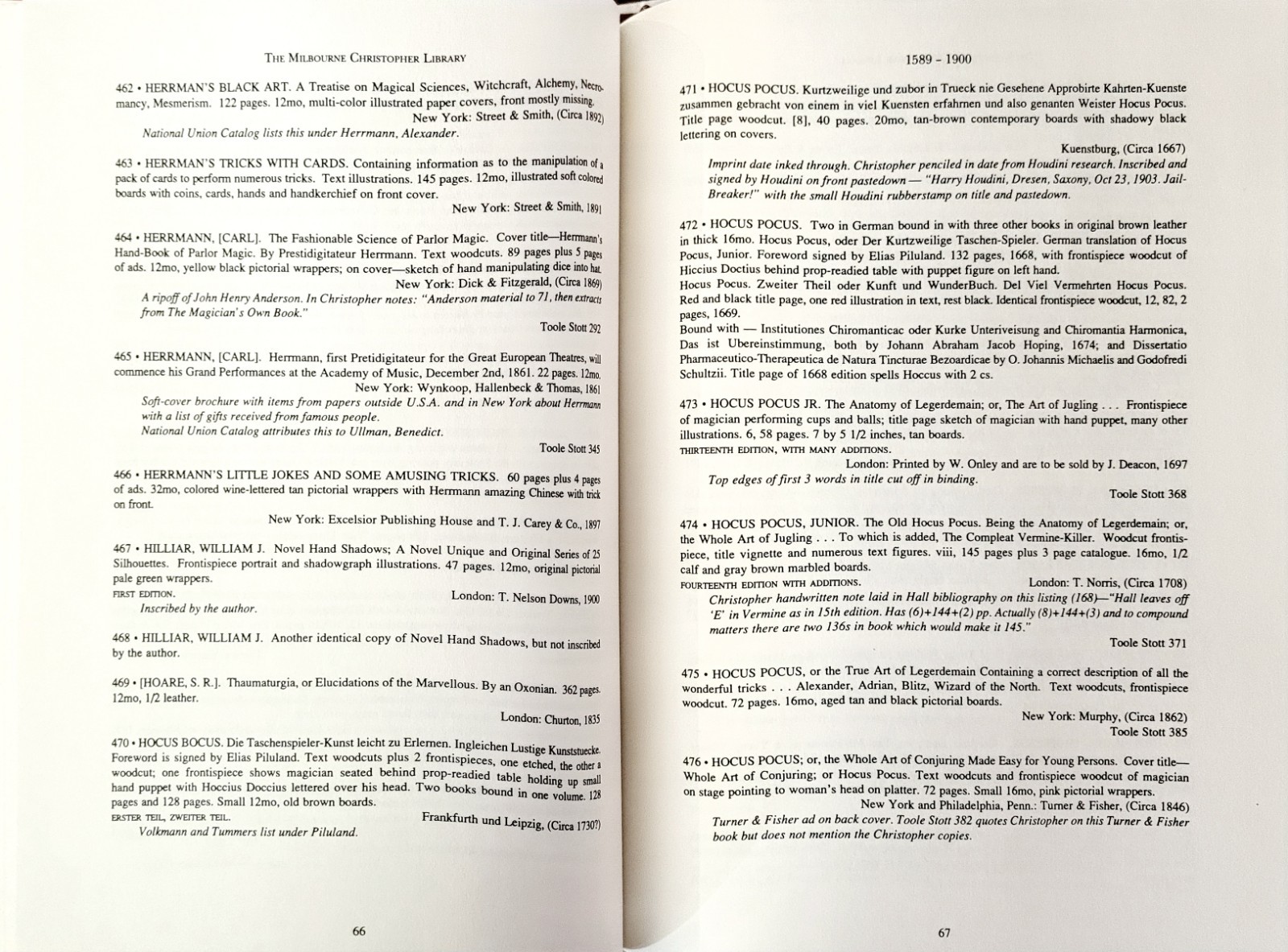 1994 1998 Milbourne Christopher Library Vol 1 & 2 Magic Occult Spiritualism Book