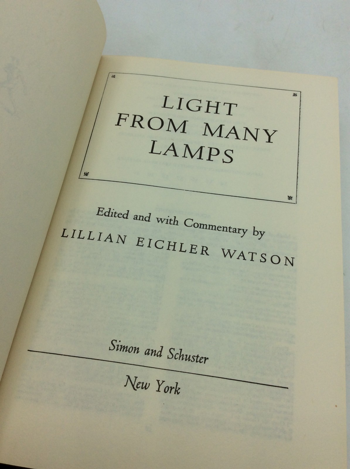 LIGHT FROM MANY LAMPS – Lillian Eichler Watson, ed. – ca 1970 – literary