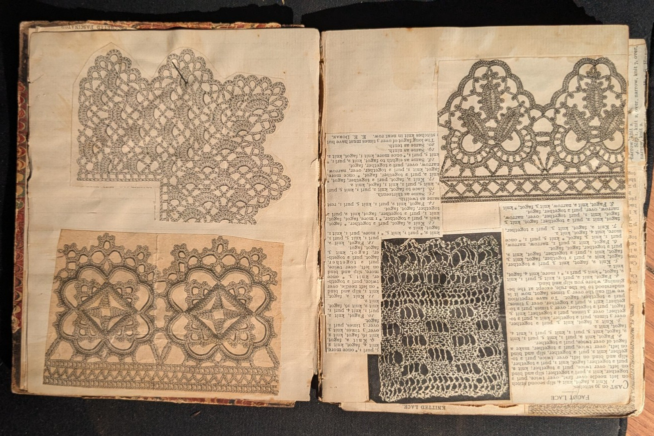 1896 Handwritten Lace & Knitting Pattern Book • Gina Burns SF • Samples Included