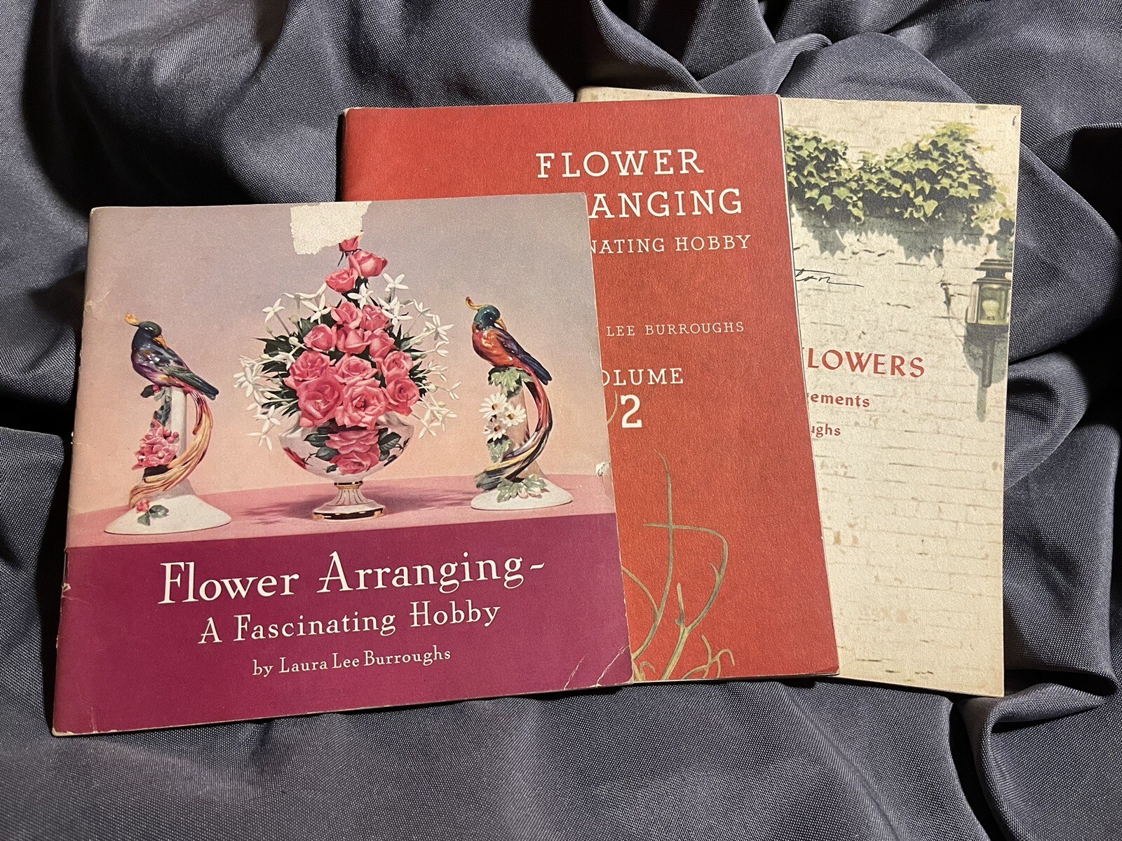 Antique Flower Arrangement Book Lot by Laura Lee Burroughs Complete 3 Volume