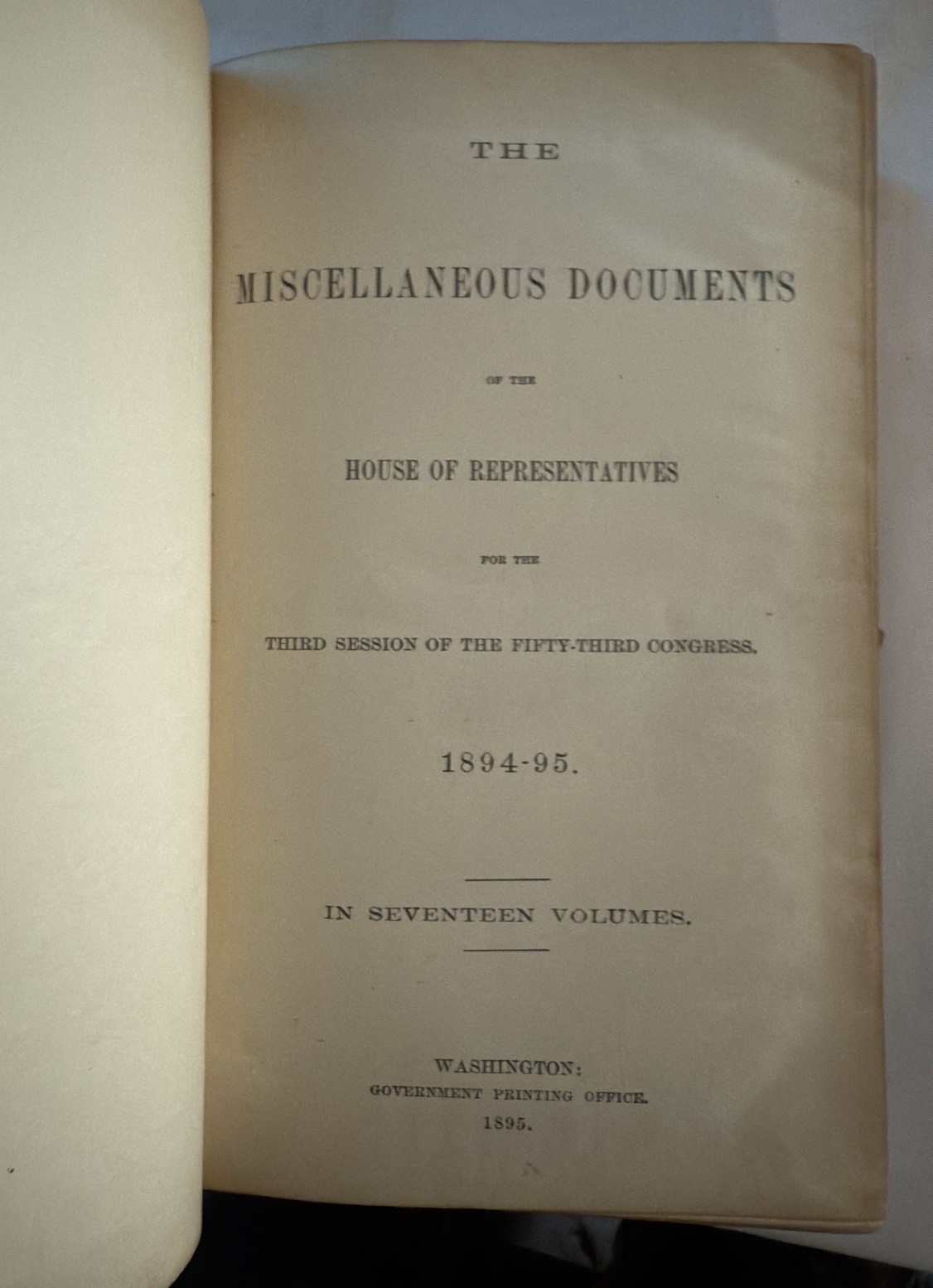 Antique 1894-95 House Representatives Misc Documents Book Volume 15