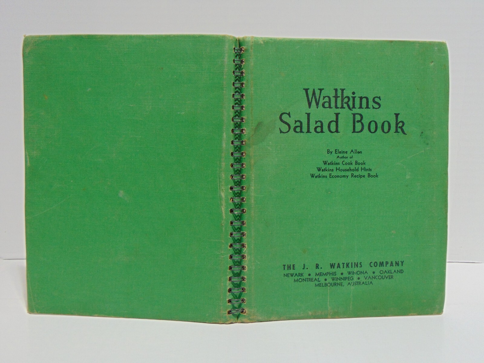 Watkins Salad Book by Elaine Allen The J.R. Watkins Company (1946, Spiral)