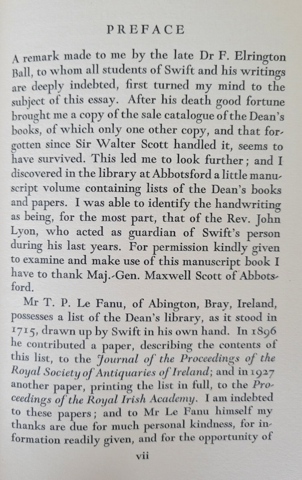 Dean Swift’s Library : With a Facsimile of the Original Sale Catalogue 1st 1932