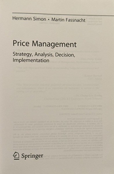 Price Management: Strategy, Analysis, Decision, Implementation, Signed – LN