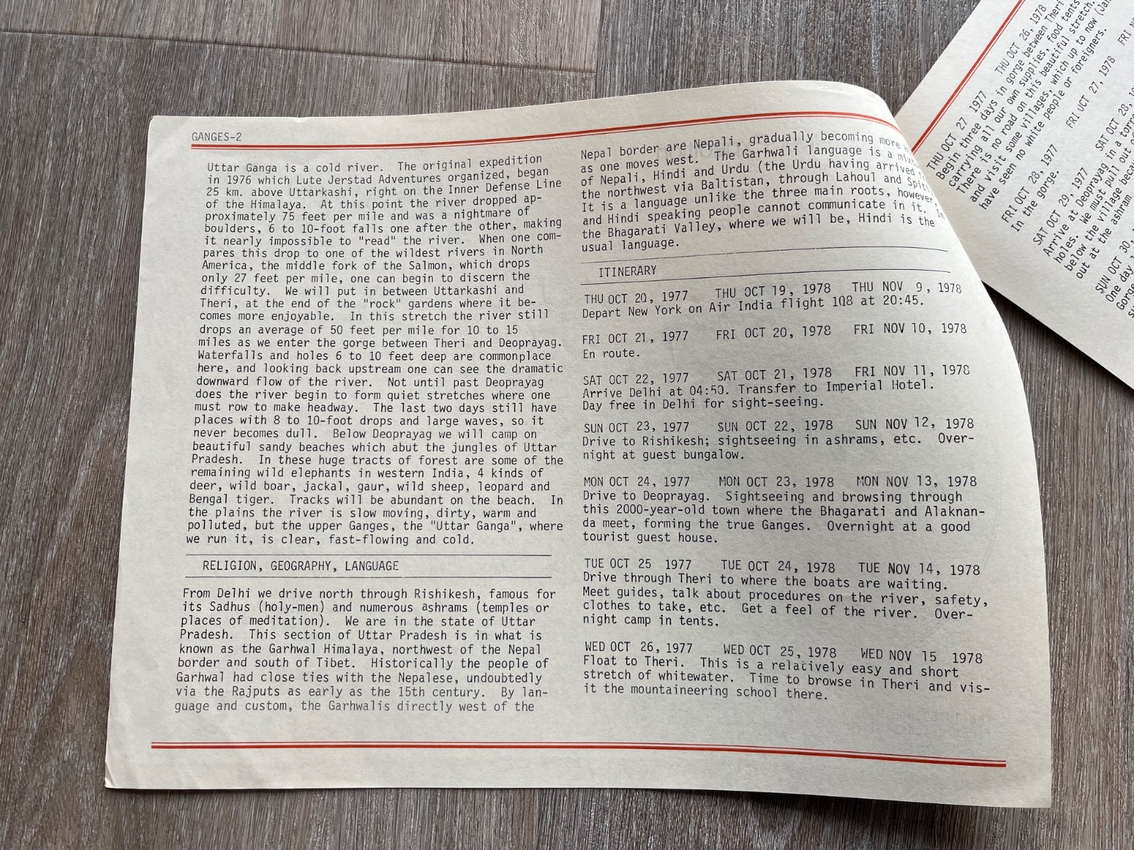 ganges river expedition 1978 from – mountain travel california ( stapled )