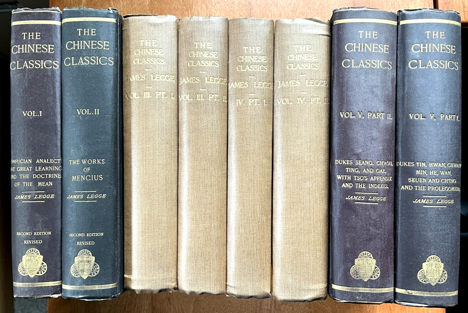 The Chinese Classics by James Legge (Complete set w/ 1866 letter from author) VG