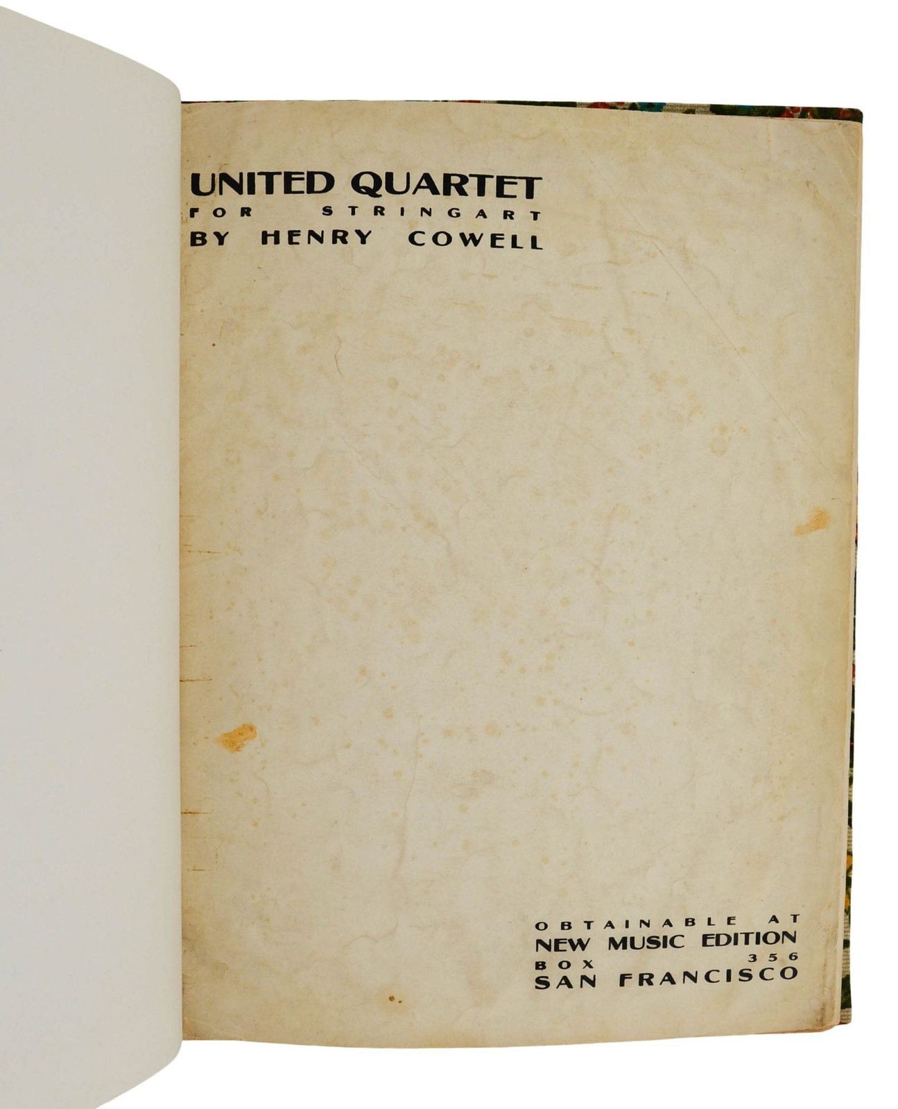 United Quartet for Stringart ~ HENRY COWELL ~ Lou Harrison’s Copy ~ circa 1936