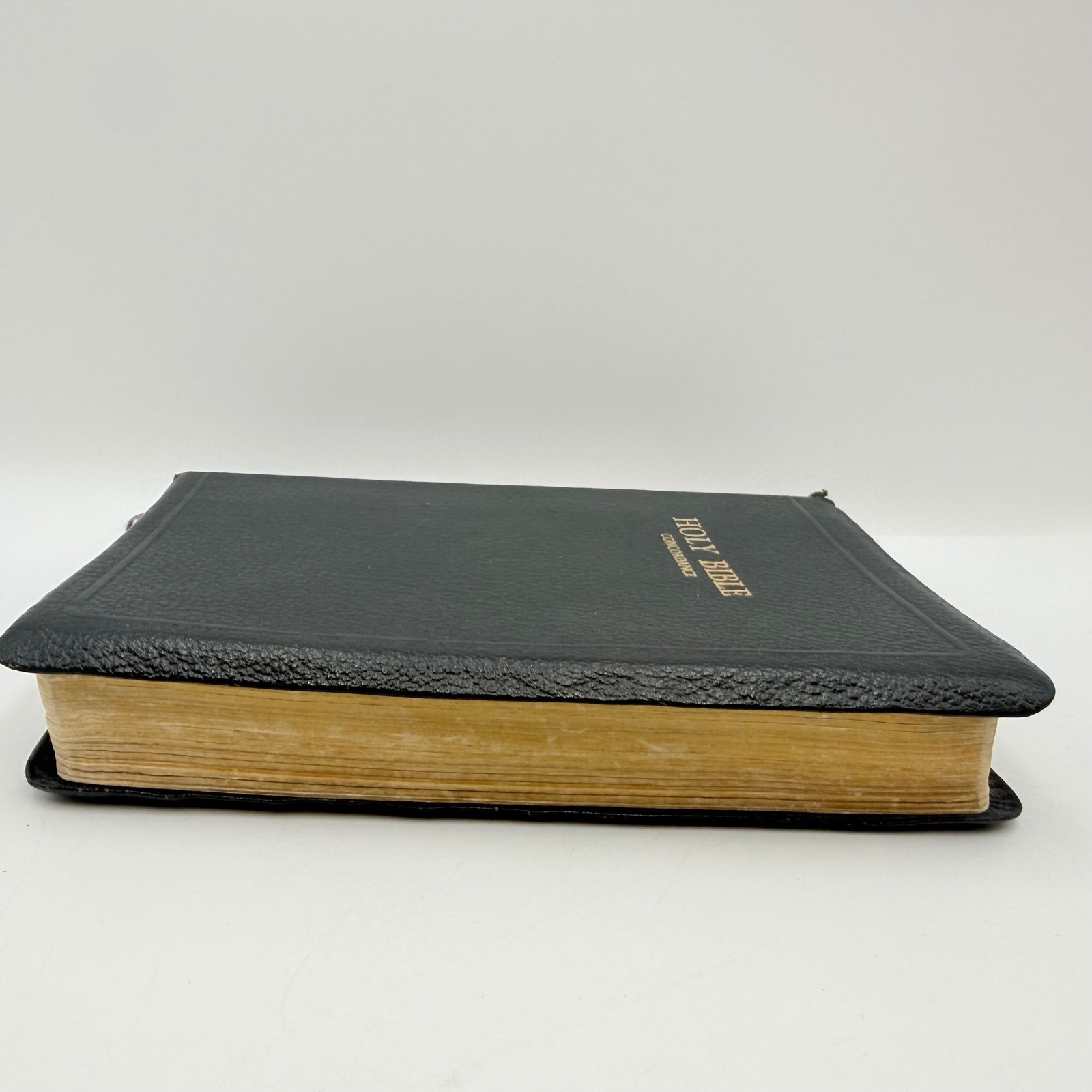 Vintage 1966 World Publishing Holy Bible KJV Red Letter Genuine Leather Black