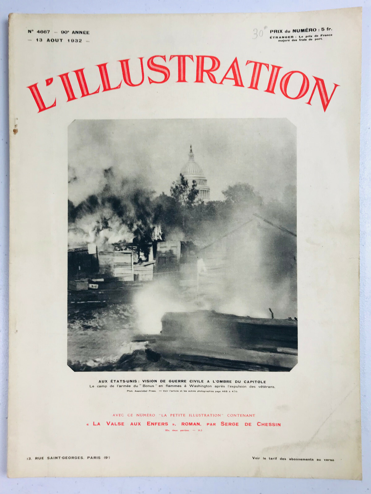 L’ILLUSTRATION AUG 1932 HITLER GETS FLOWERS ADS JAEGER BONAL BALTO AEROSHELL.