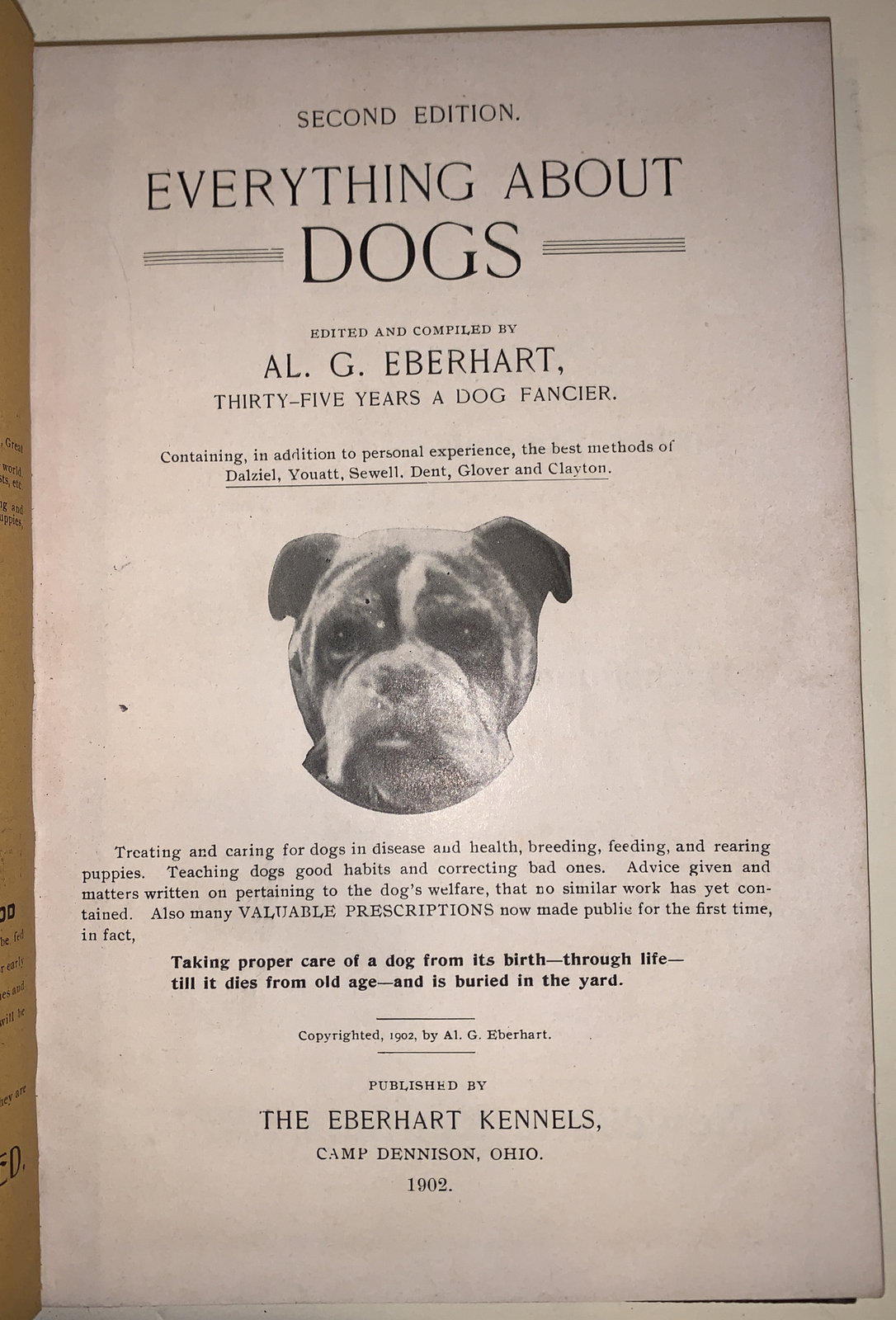 1902, EVERYTHING ABOUT DOGS, EBERHART, CANINE, DOG CARE