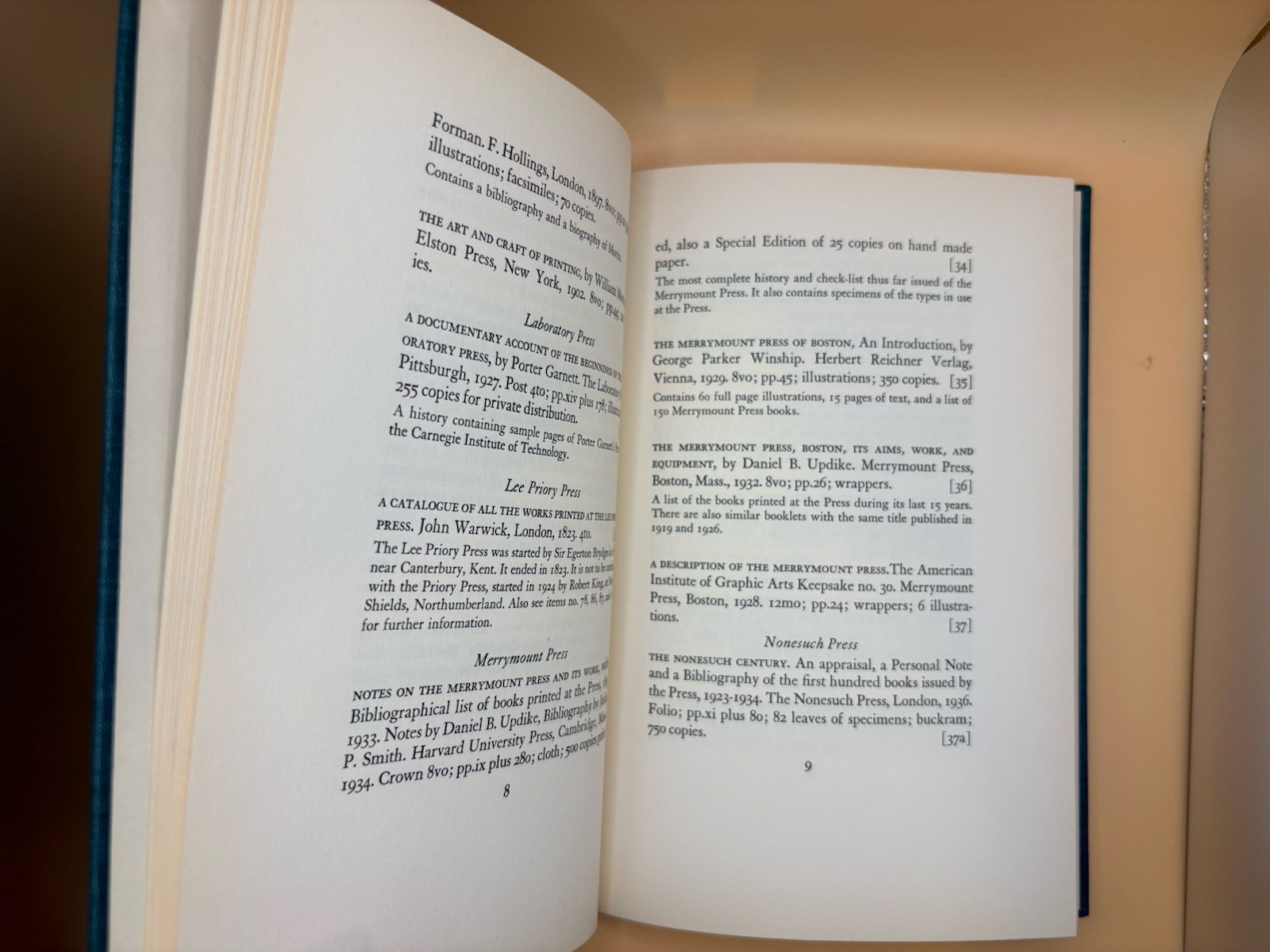 Bibliography Material Relating Private Presses Haas 1937 Black Cat Press Lmt. Ed