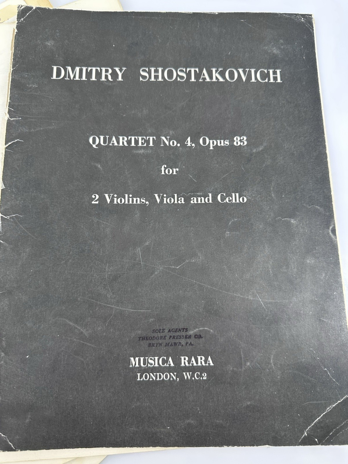 1962 Shostakovich String Quartet No 4 Op 83 Musica Rara Score Complete Parts