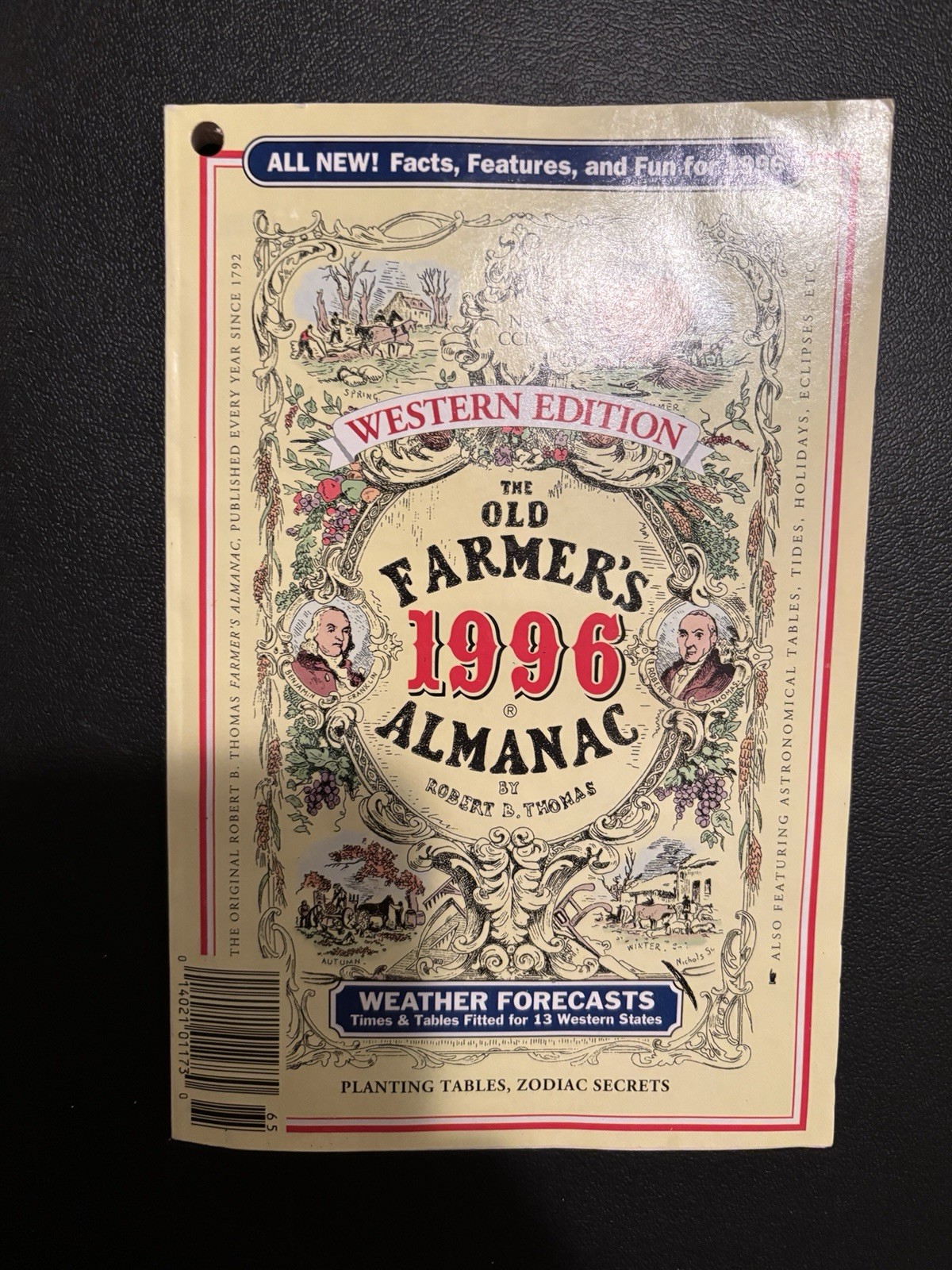 1996 THE OLD FARMERS ALMANAC BY ROBERT B. THOMAS Magazine Book Vintage