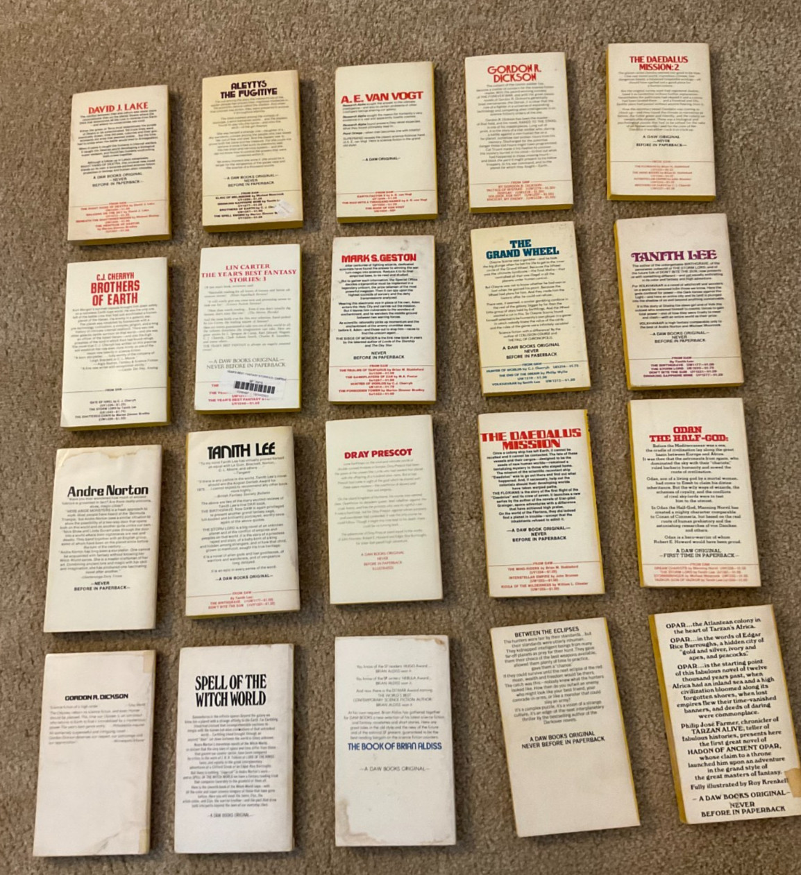 Lot1 of of 20 DAW Yellow Spine All 1st Printings, inc. Low Serial Nos. / Rare