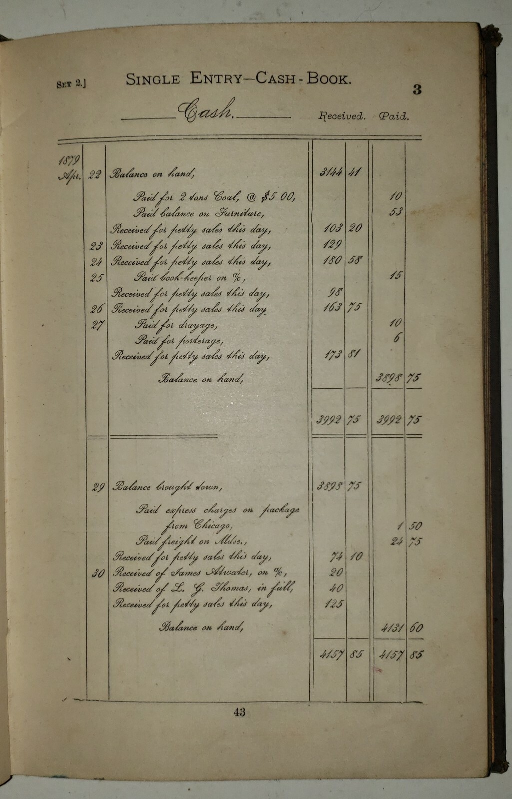 Bryant & Stratton~Antique School BookKeeping~1878