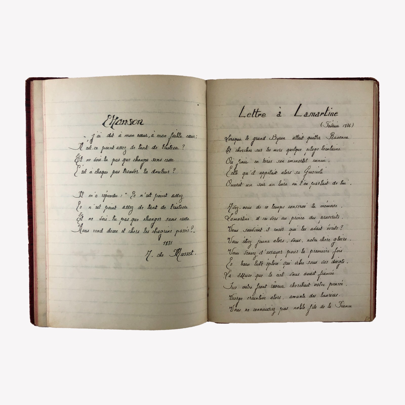 1931 French Literature Student Diary Manuscript Handwriting Book & Famous Poems