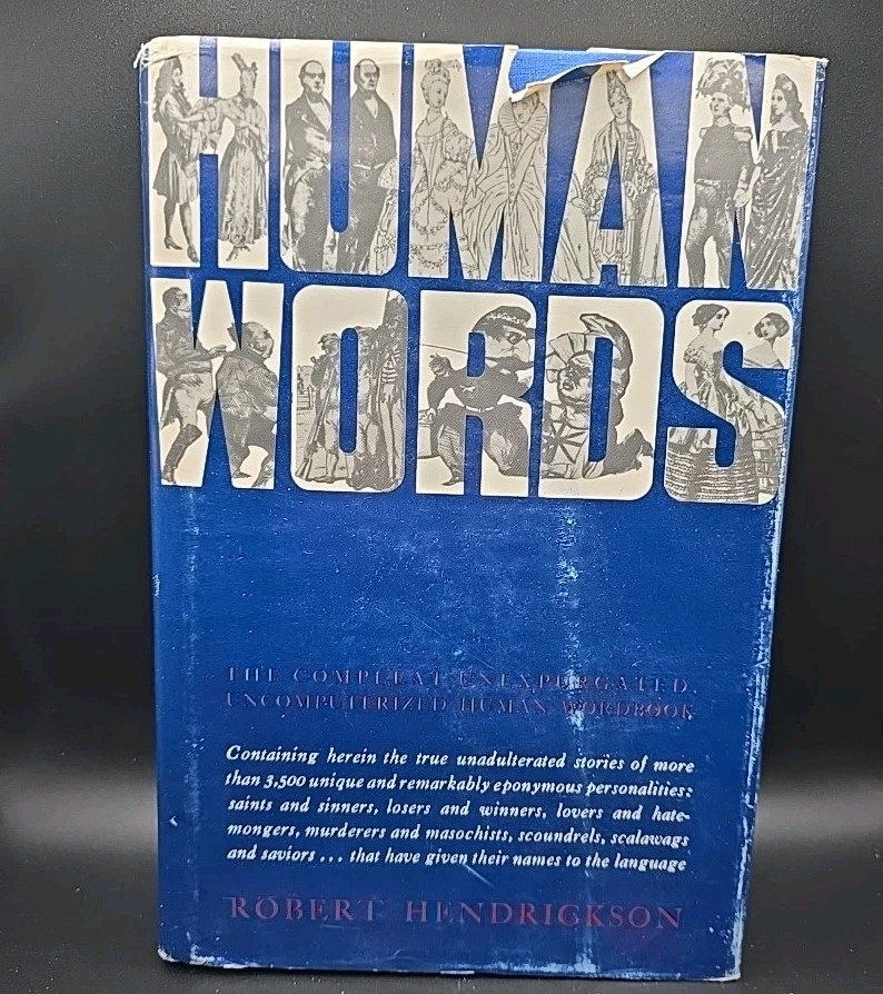 HUMAN WORDS ROBERT HENDRICKSON 1972 HARDCOVER WITH DUST JACKET 1st Edition