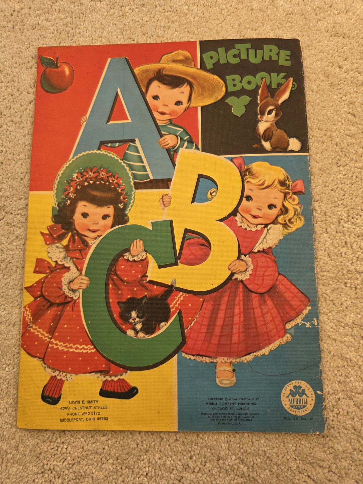 Vintage ABC Children’s Picture Book 1959 Merrill Co. Beautiful Illustrations