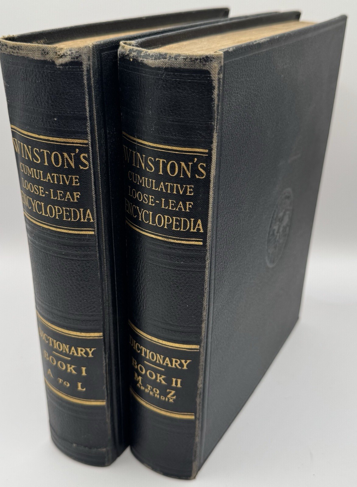 Winstons Cumulative Loose Leaf Encyclopedia Dictionary Book I & II 1920s Pair