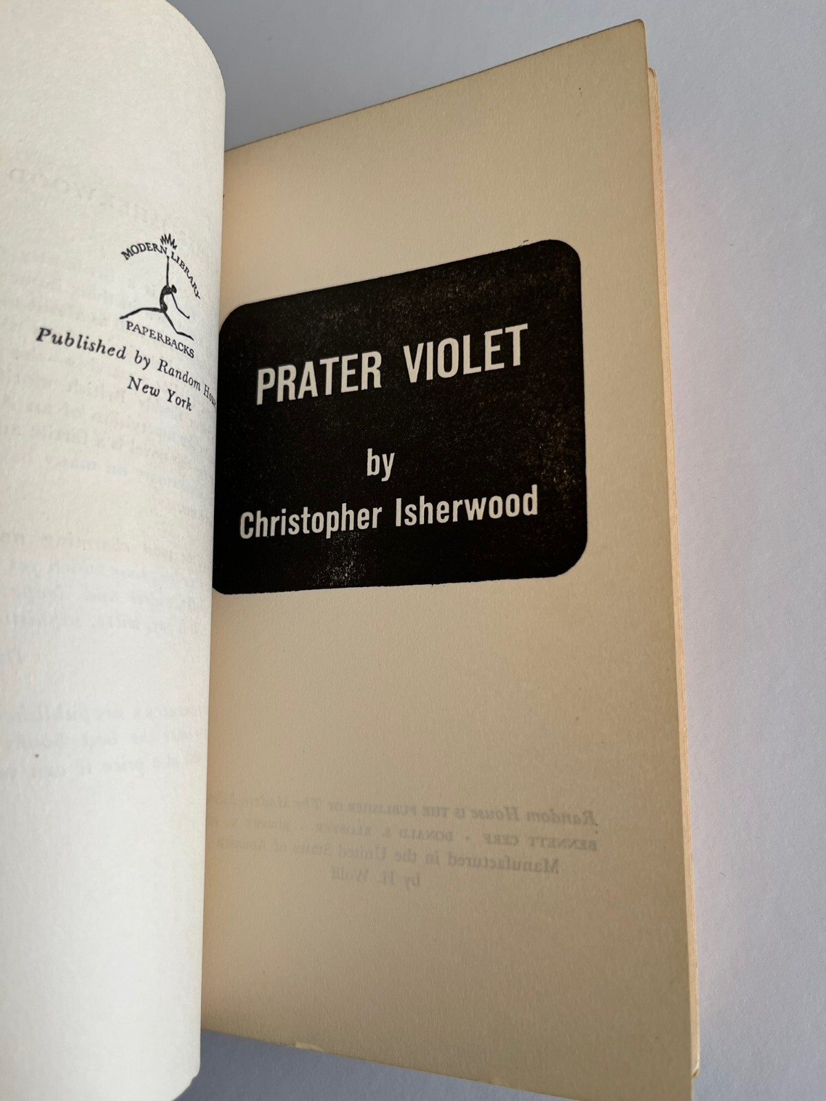 PRATER VIOLET ~ Christopher ISHERWOOD ~ 1945 1st Modern Library paperback
