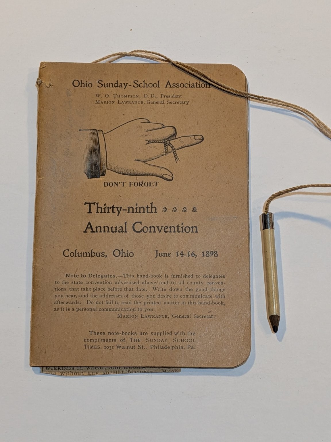 Thirty-ninth Annual Convention Ohio Sunday-School Association 1898