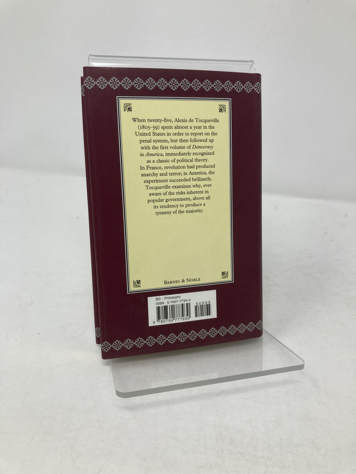De Tocqueville Selections from Democracy in America by Alexis De Tocqueville 1st