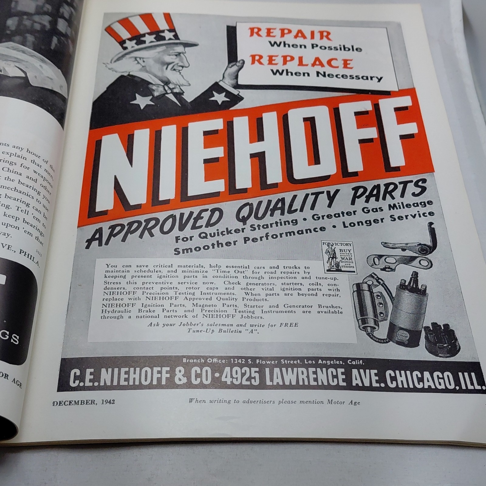 Motor Age Magazine December 1942 Chilton Automotive Service WWII Bierman Vintage